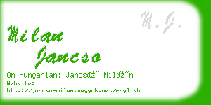 milan jancso business card